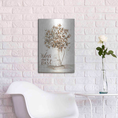 Luxe Metal Art 'Bless Our Nest Cotton Bouquet' by Cindy Jacobs, Metal Wall Art,16x24