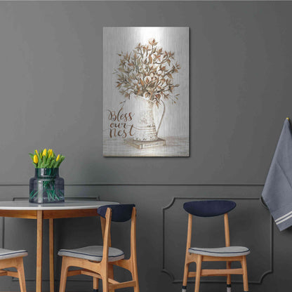 Luxe Metal Art 'Bless Our Nest Cotton Bouquet' by Cindy Jacobs, Metal Wall Art,24x36