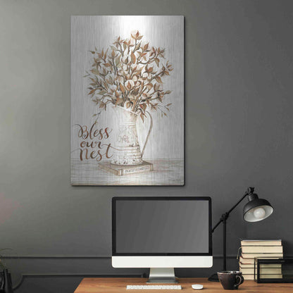 Luxe Metal Art 'Bless Our Nest Cotton Bouquet' by Cindy Jacobs, Metal Wall Art,24x36