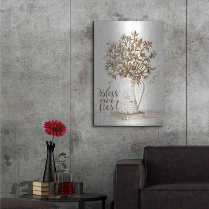 Luxe Metal Art 'Bless Our Nest Cotton Bouquet' by Cindy Jacobs, Metal Wall Art,24x36
