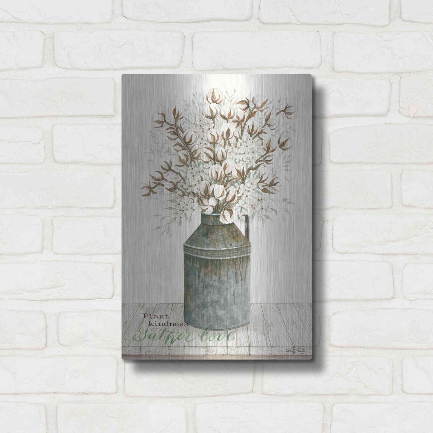 Luxe Metal Art 'Gather Love Cotton Bouquet' by Cindy Jacobs, Metal Wall Art,12x16