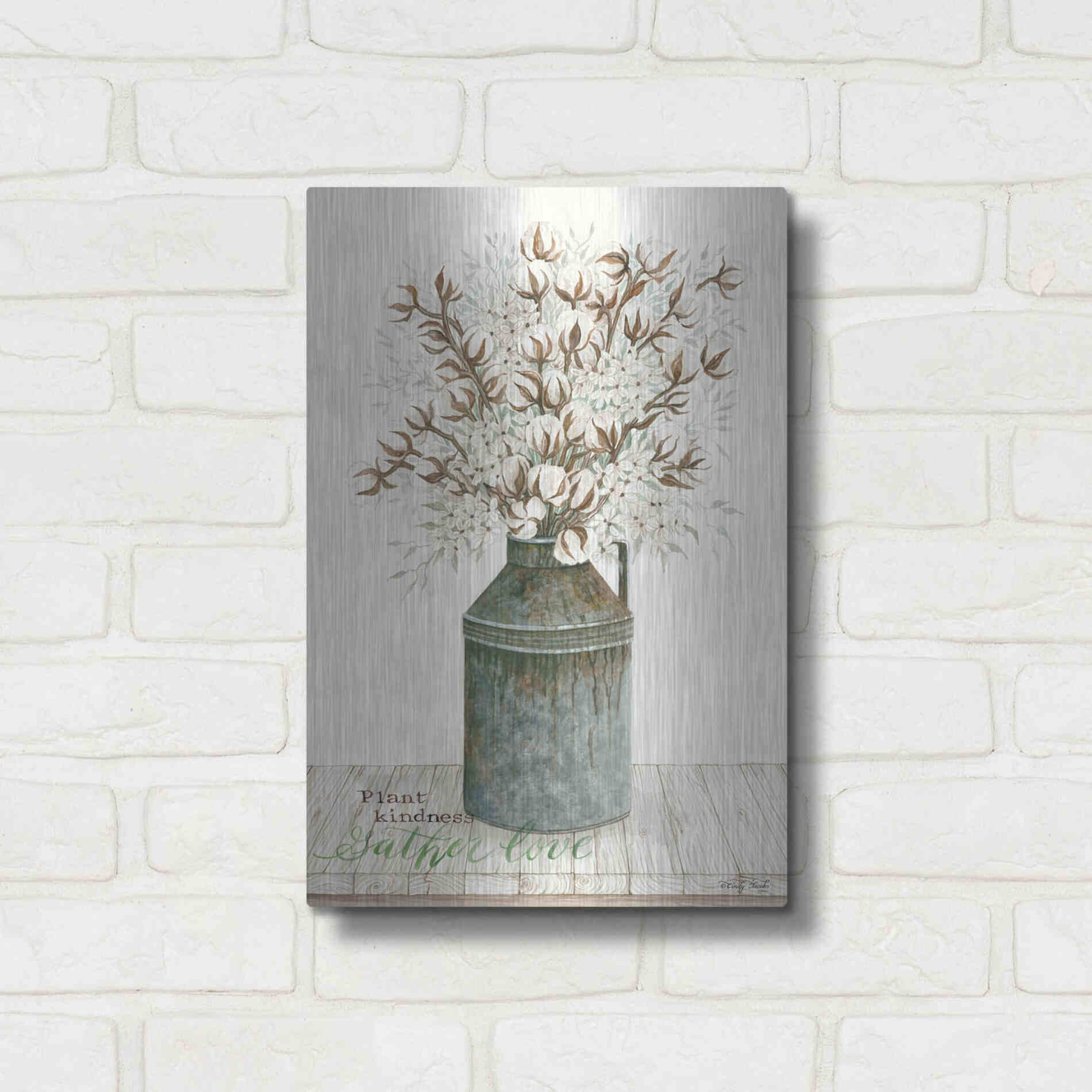 Luxe Metal Art 'Gather Love Cotton Bouquet' by Cindy Jacobs, Metal Wall Art,12x16