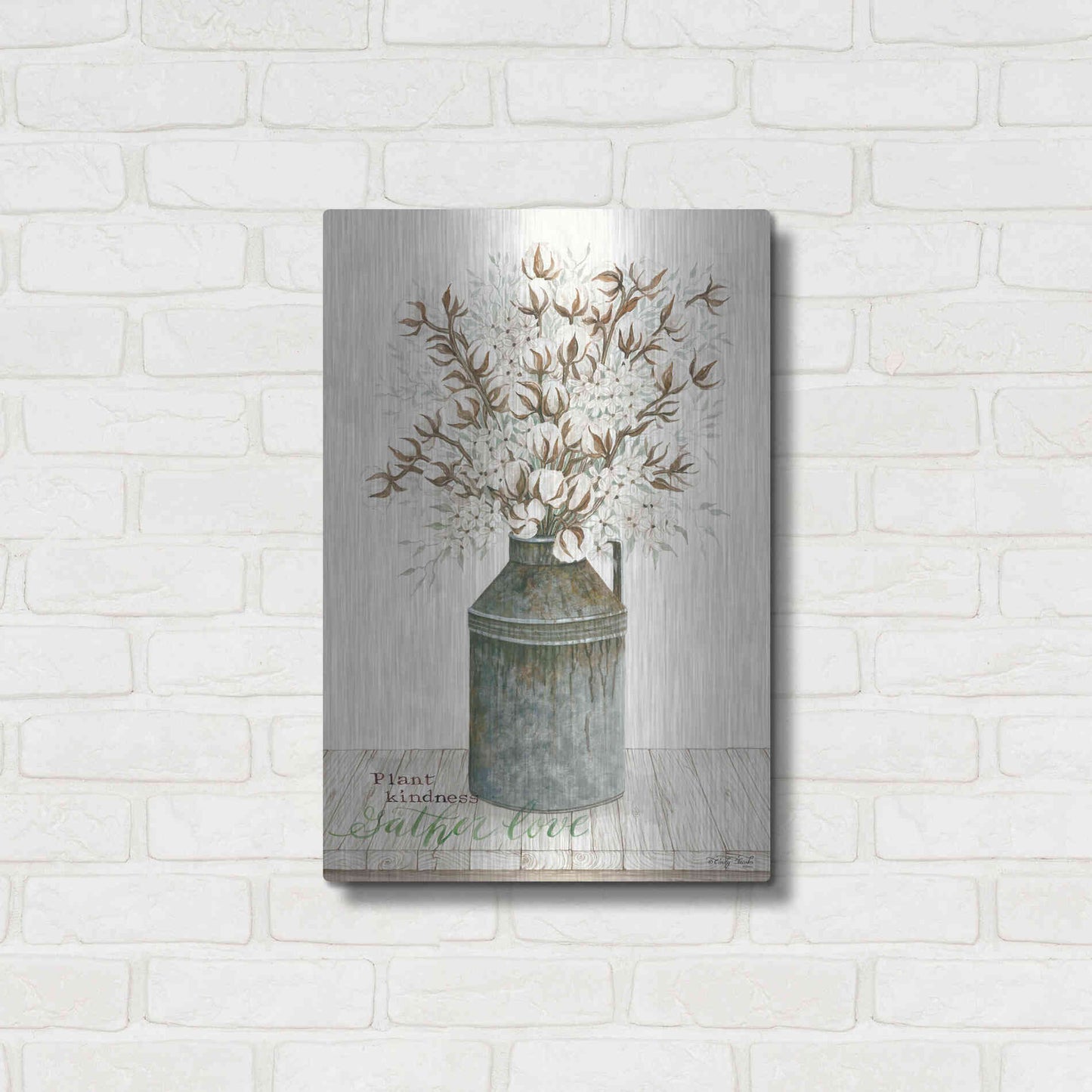 Luxe Metal Art 'Gather Love Cotton Bouquet' by Cindy Jacobs, Metal Wall Art,16x24