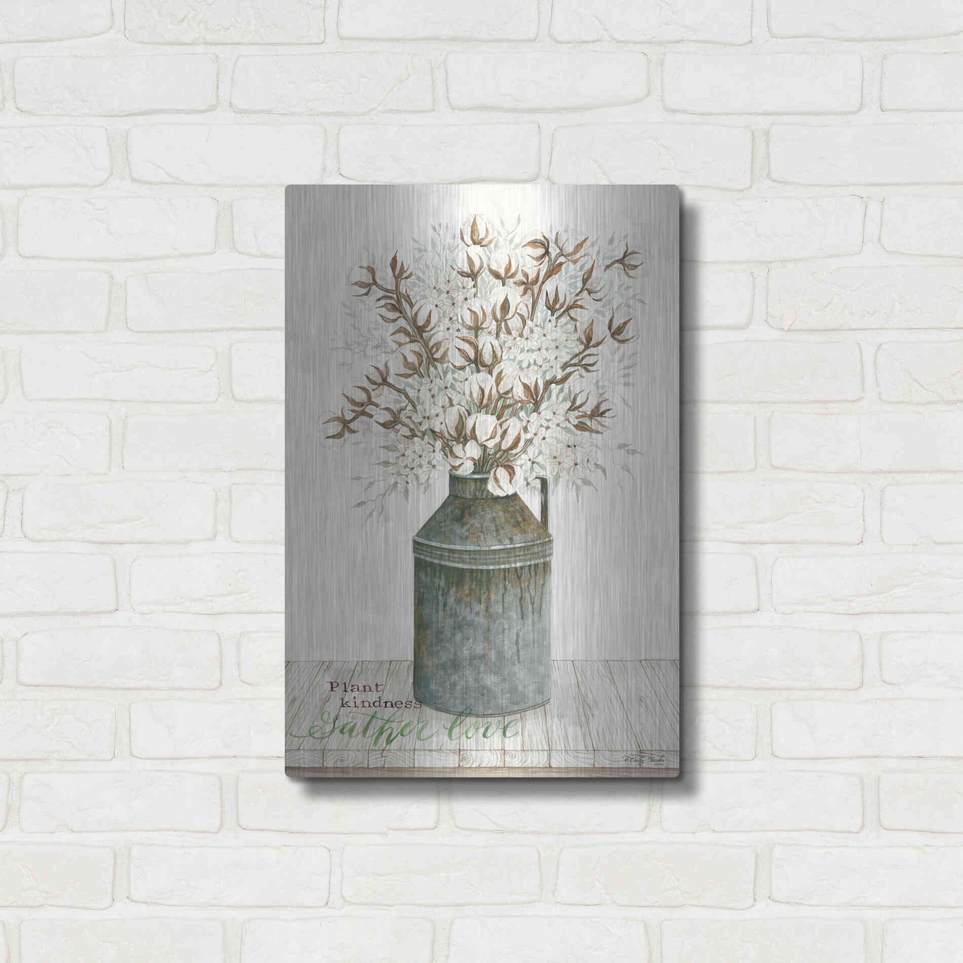 Luxe Metal Art 'Gather Love Cotton Bouquet' by Cindy Jacobs, Metal Wall Art,16x24