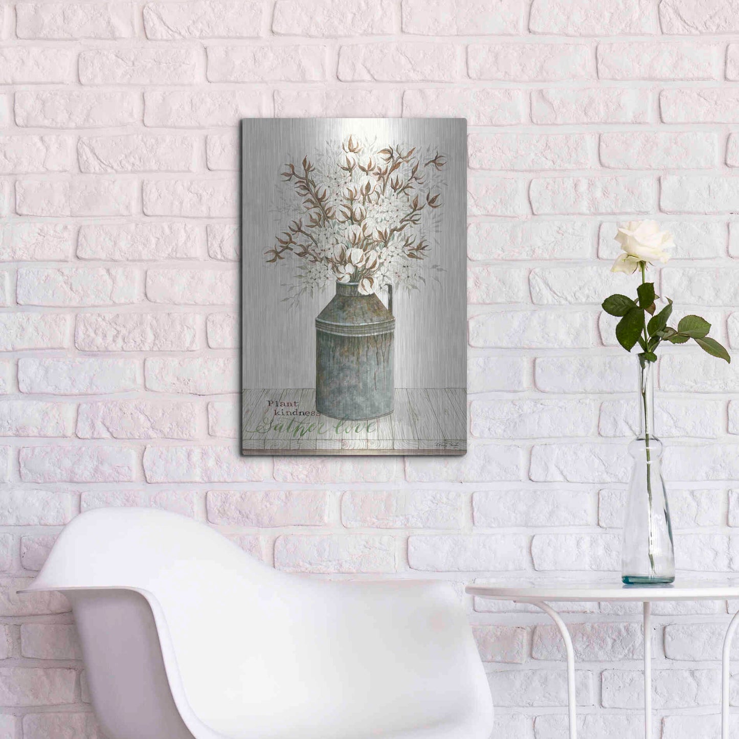 Luxe Metal Art 'Gather Love Cotton Bouquet' by Cindy Jacobs, Metal Wall Art,16x24