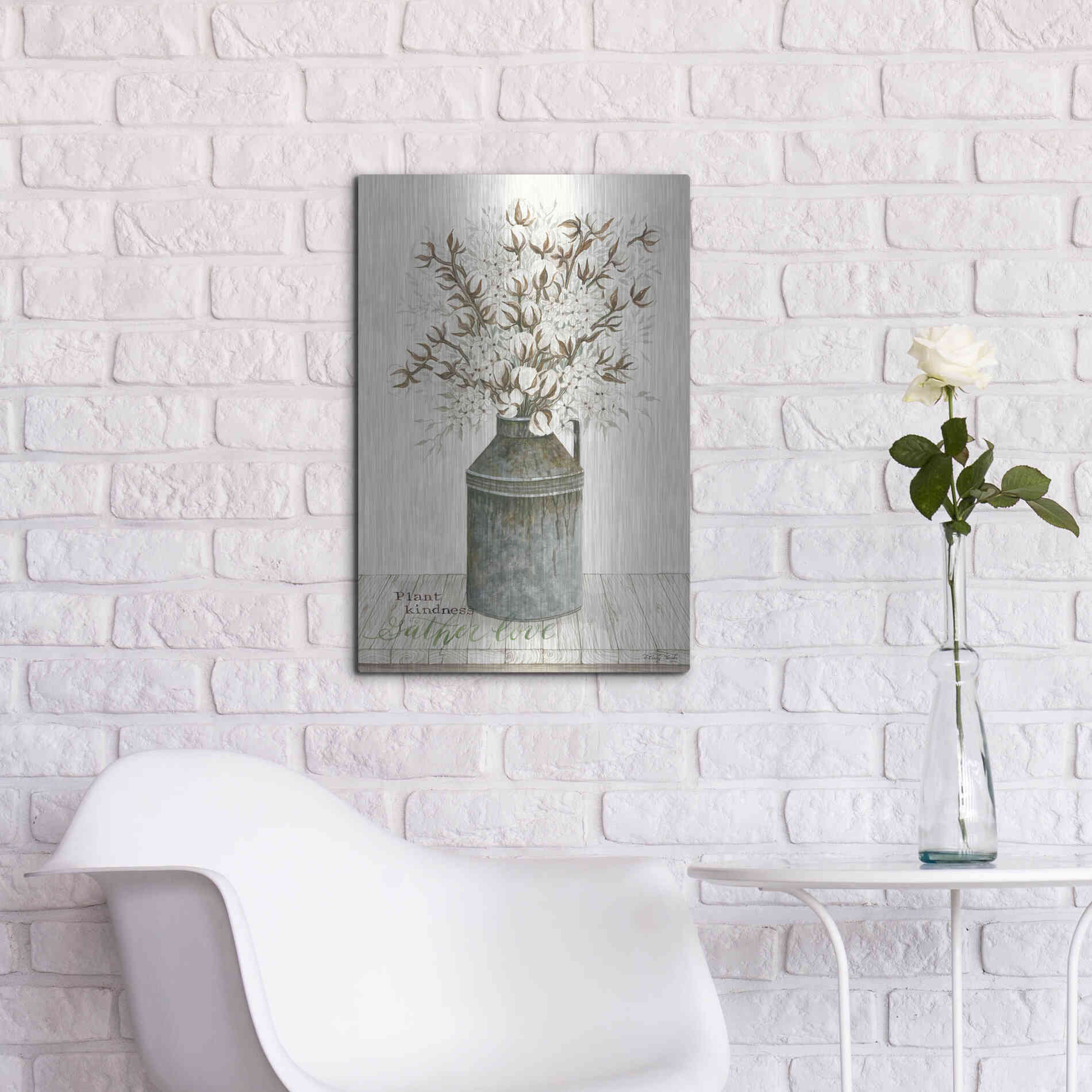 Luxe Metal Art 'Gather Love Cotton Bouquet' by Cindy Jacobs, Metal Wall Art,16x24
