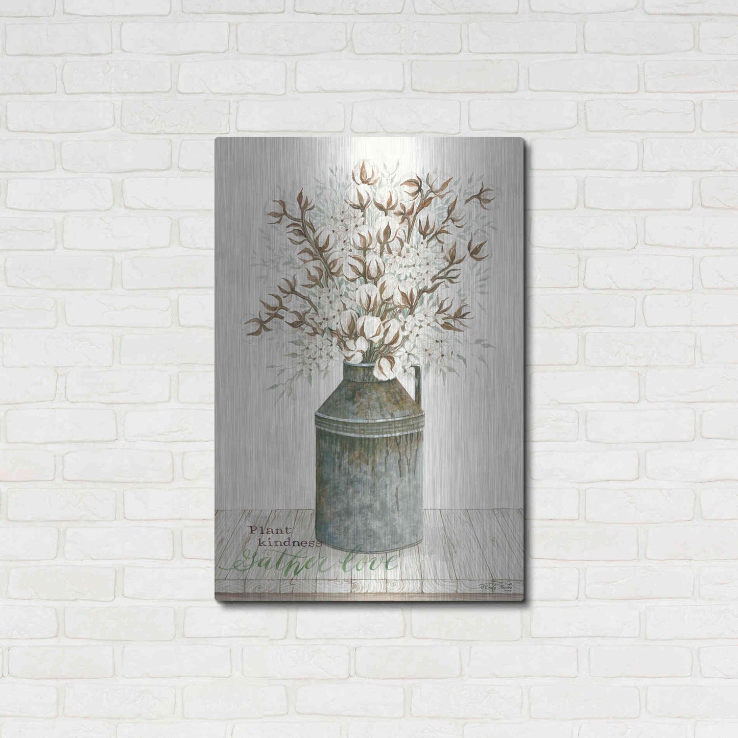Luxe Metal Art 'Gather Love Cotton Bouquet' by Cindy Jacobs, Metal Wall Art,24x36