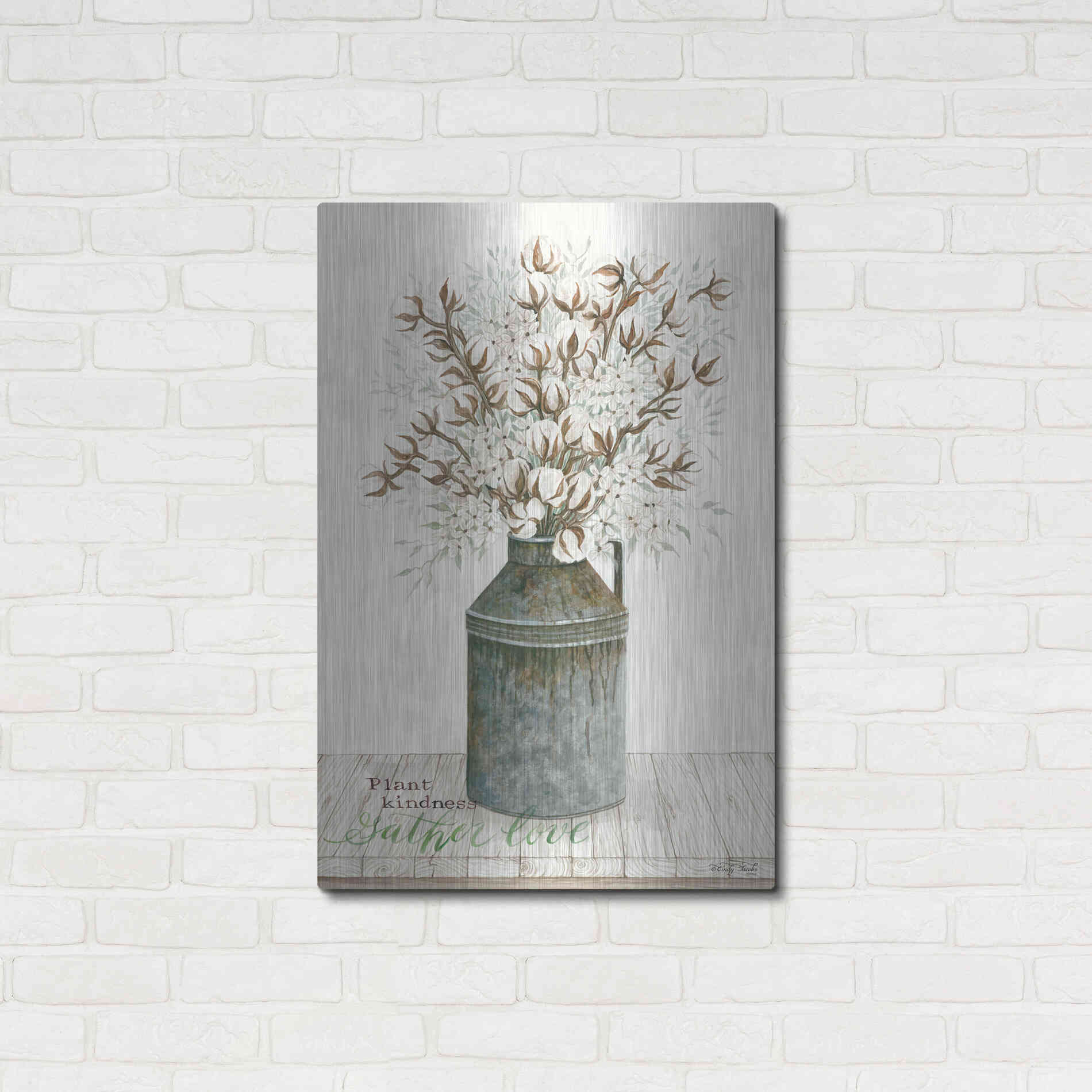 Luxe Metal Art 'Gather Love Cotton Bouquet' by Cindy Jacobs, Metal Wall Art,24x36