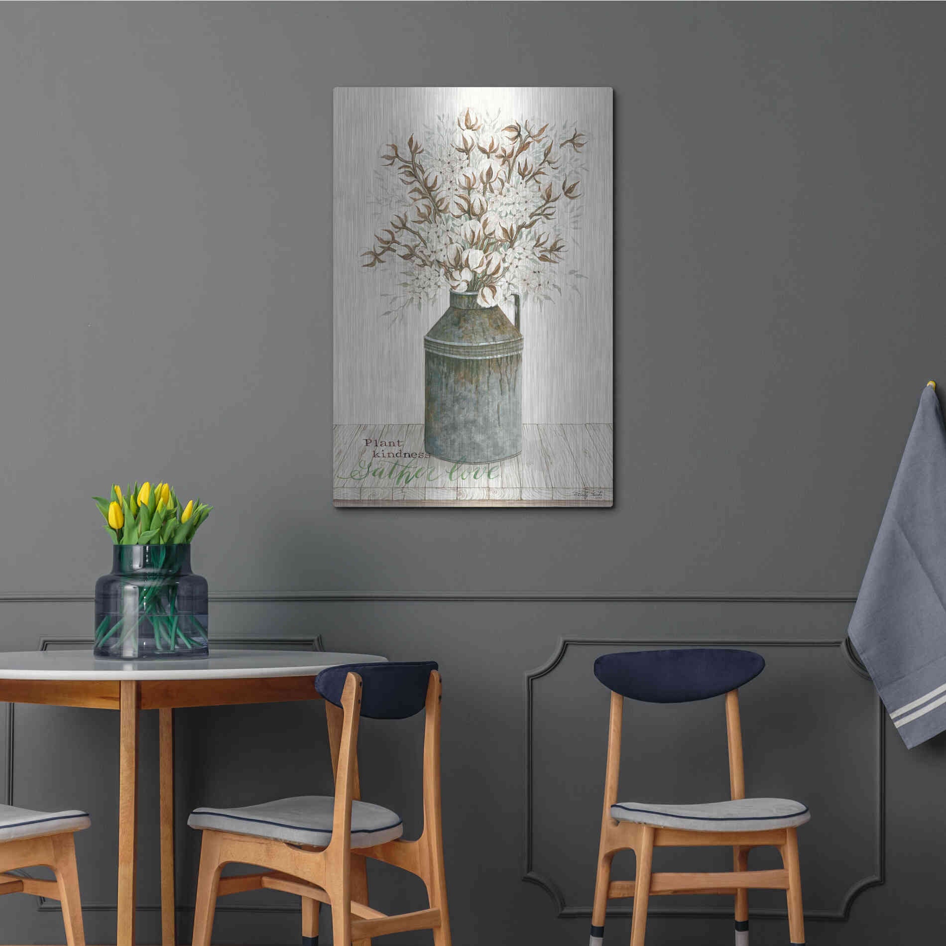 Luxe Metal Art 'Gather Love Cotton Bouquet' by Cindy Jacobs, Metal Wall Art,24x36