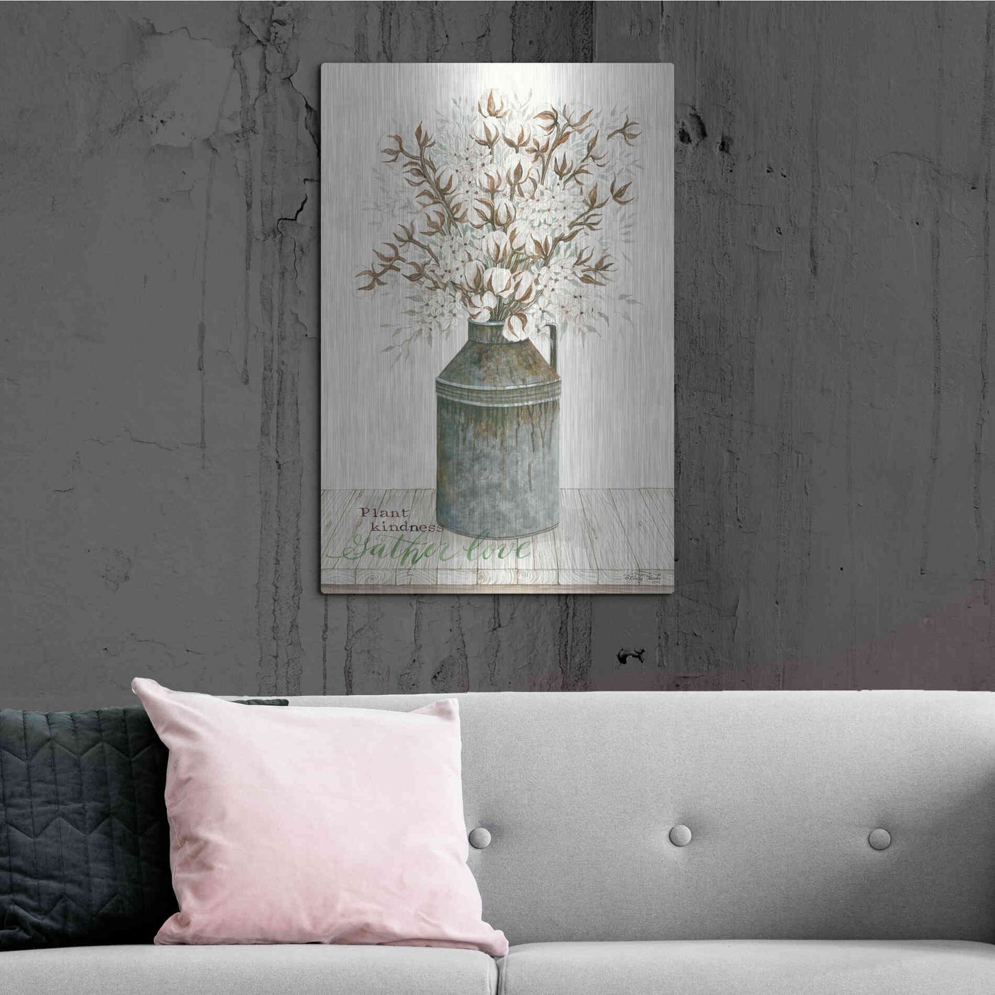 Luxe Metal Art 'Gather Love Cotton Bouquet' by Cindy Jacobs, Metal Wall Art,24x36