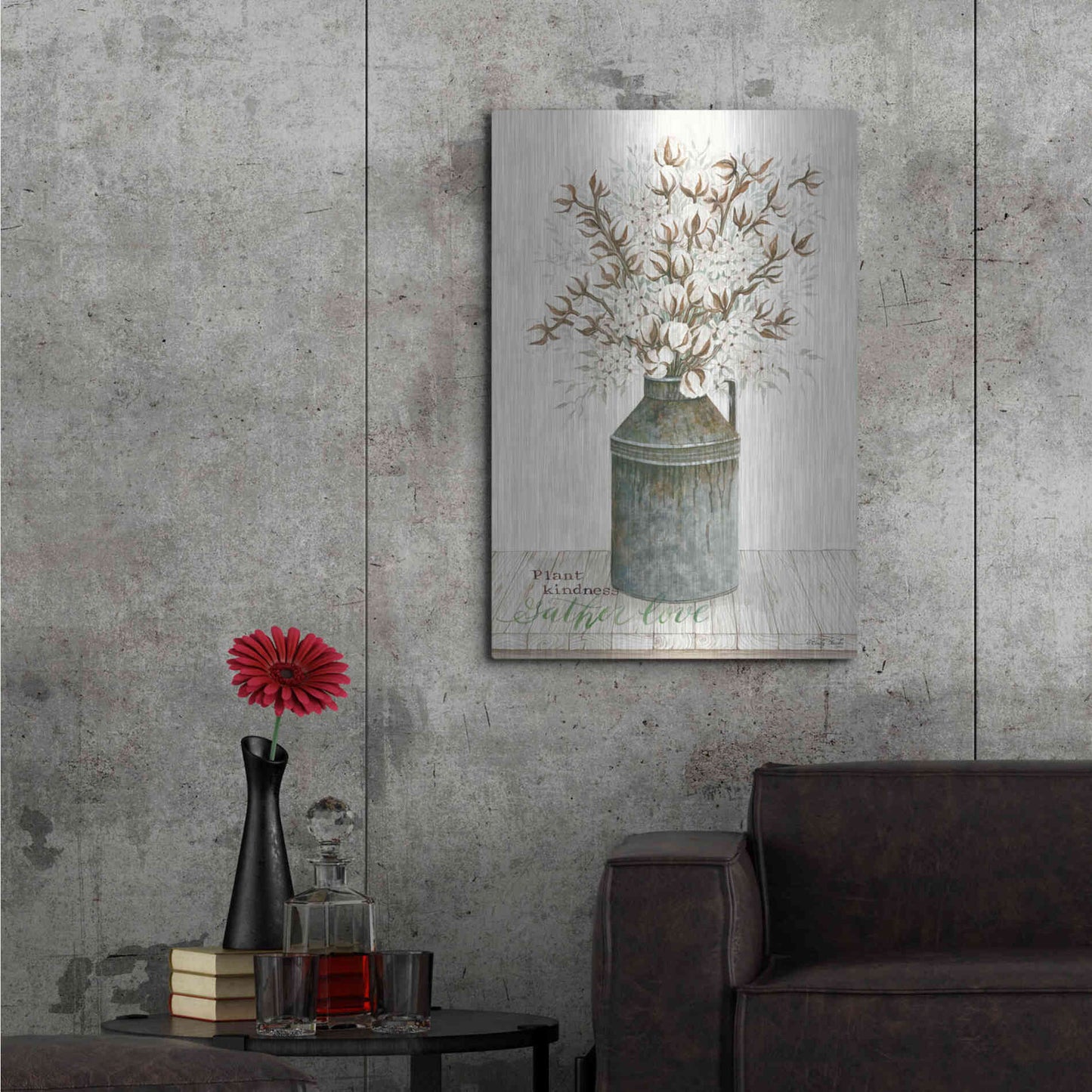 Luxe Metal Art 'Gather Love Cotton Bouquet' by Cindy Jacobs, Metal Wall Art,24x36