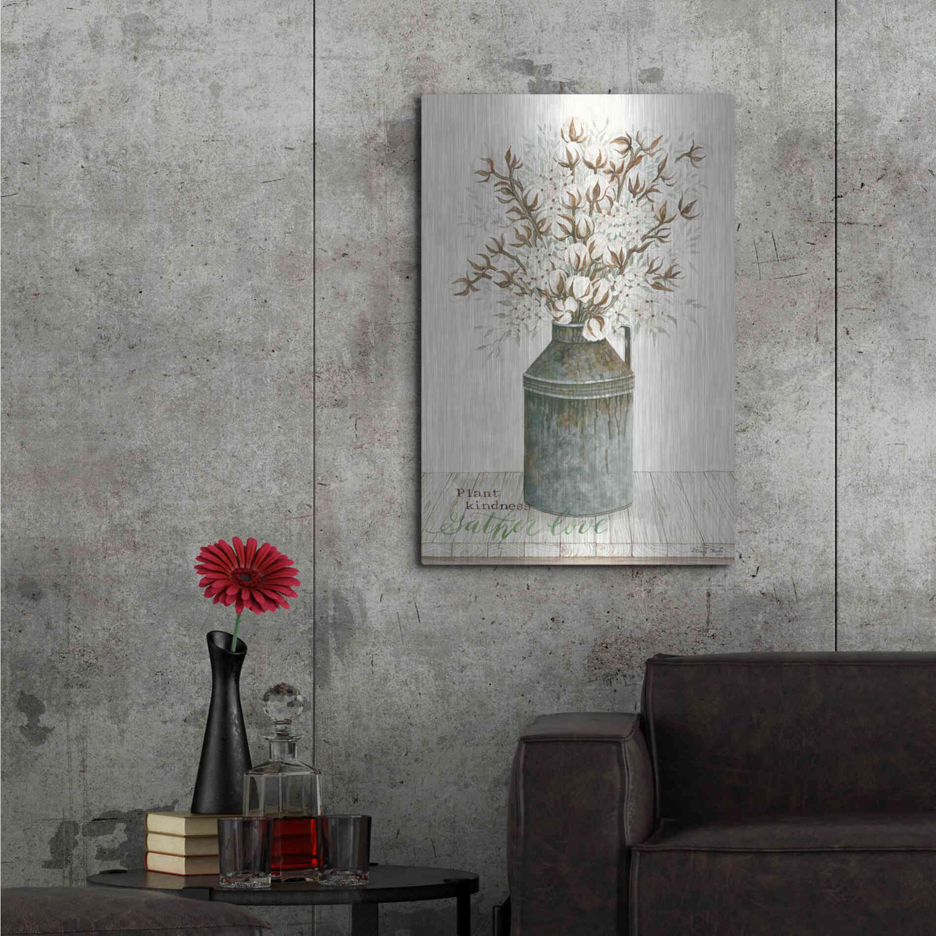 Luxe Metal Art 'Gather Love Cotton Bouquet' by Cindy Jacobs, Metal Wall Art,24x36