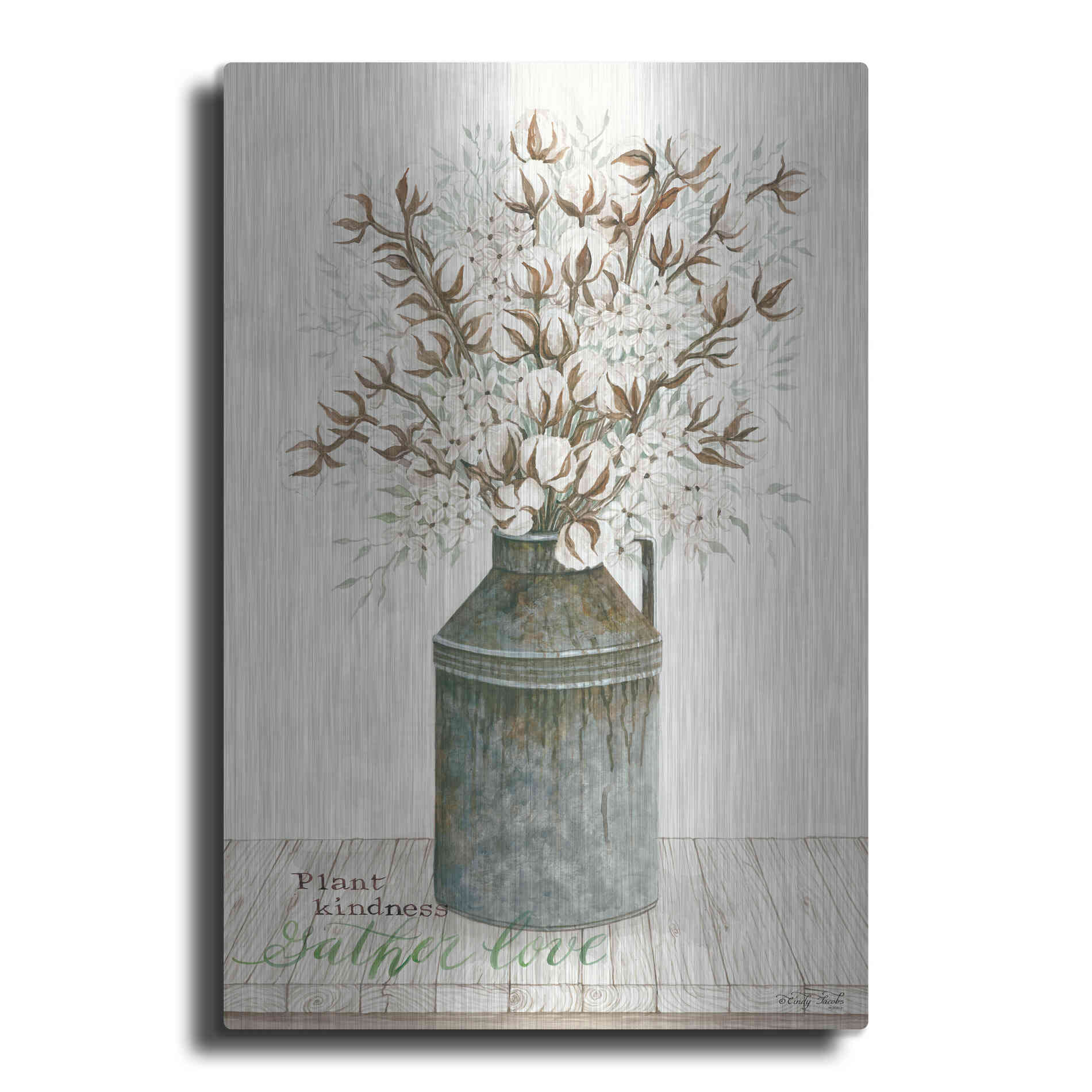 Luxe Metal Art 'Gather Love Cotton Bouquet' by Cindy Jacobs, Metal Wall Art