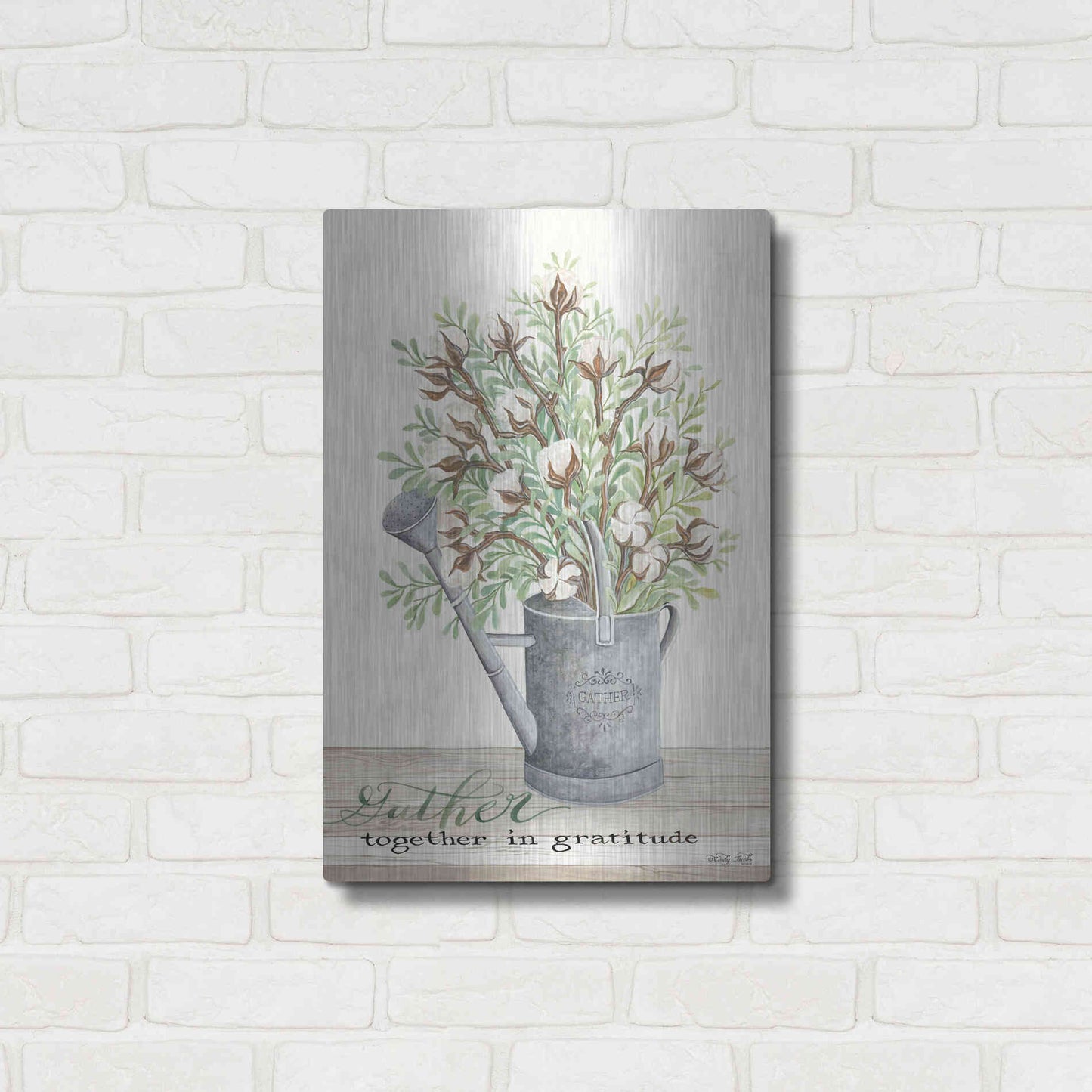 Luxe Metal Art 'Gather Together Cotton Bouquet' by Cindy Jacobs, Metal Wall Art,16x24