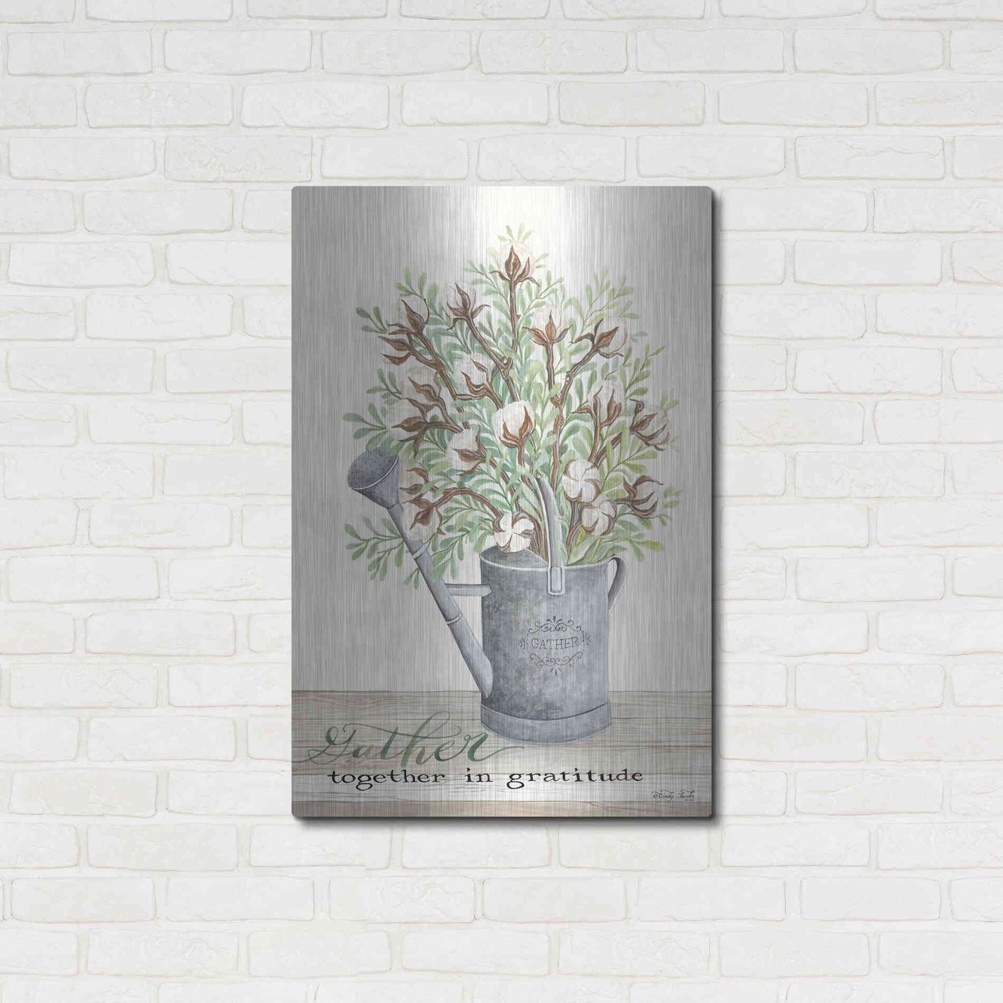 Luxe Metal Art 'Gather Together Cotton Bouquet' by Cindy Jacobs, Metal Wall Art,24x36