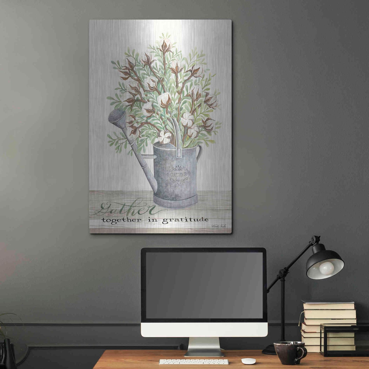 Luxe Metal Art 'Gather Together Cotton Bouquet' by Cindy Jacobs, Metal Wall Art,24x36