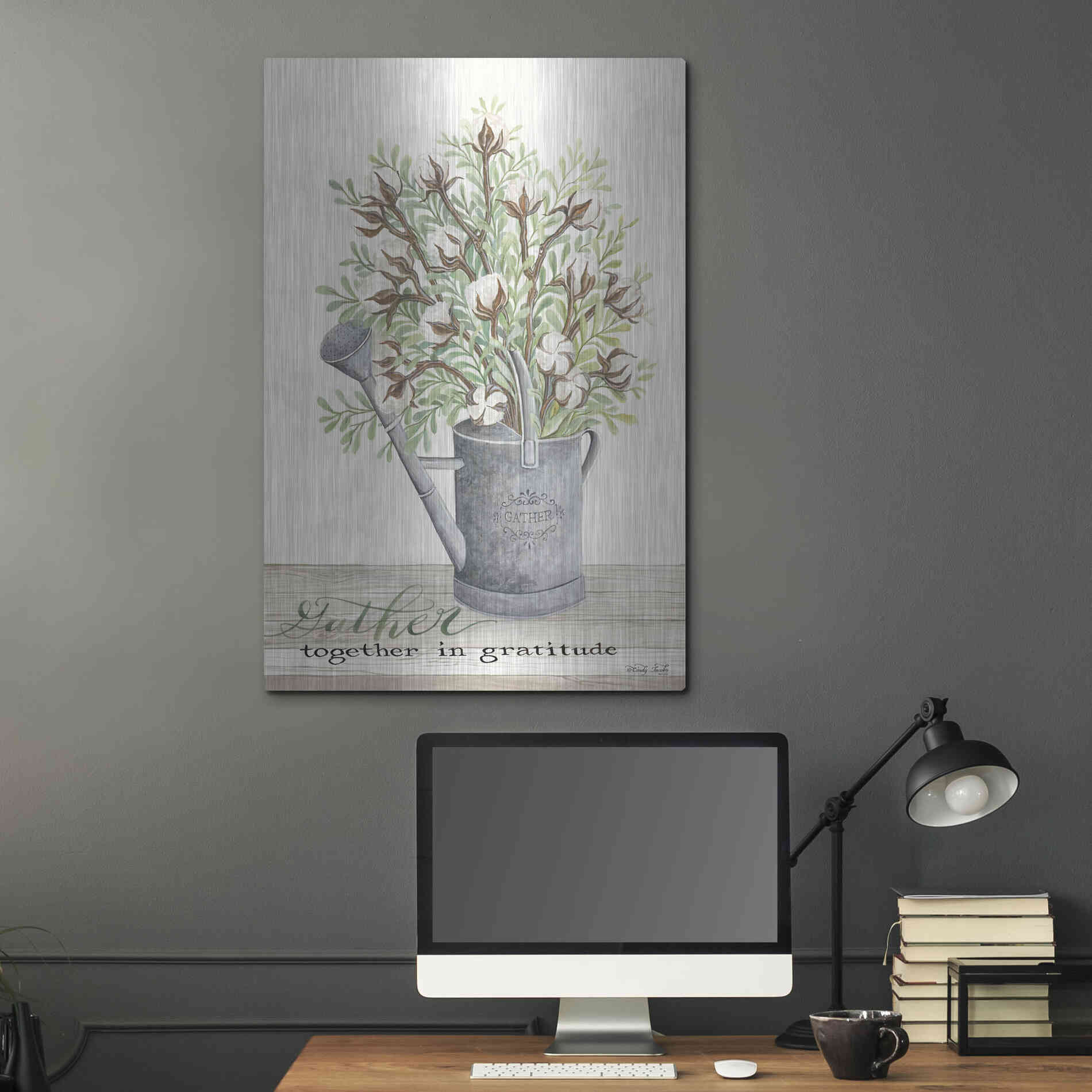 Luxe Metal Art 'Gather Together Cotton Bouquet' by Cindy Jacobs, Metal Wall Art,24x36