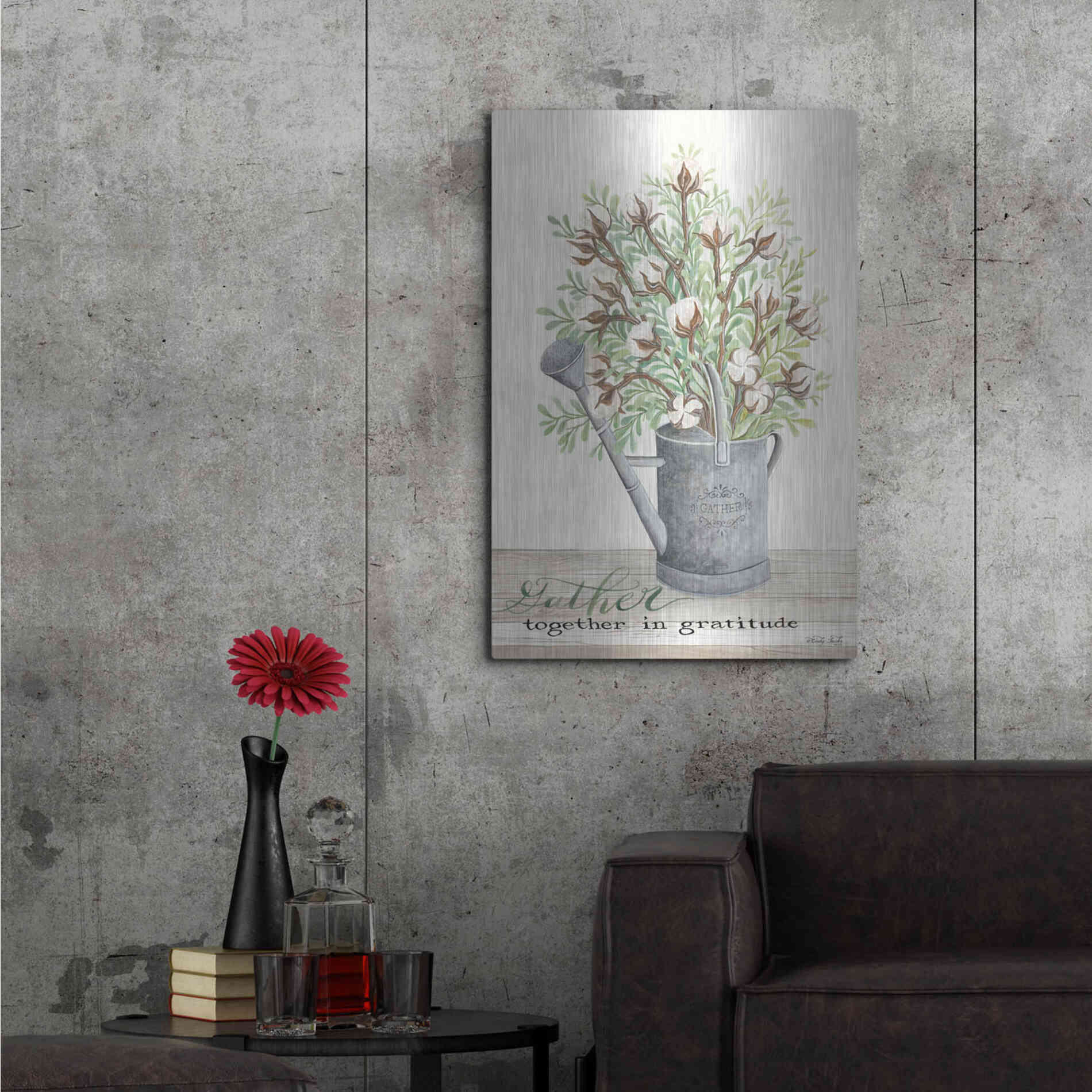 Luxe Metal Art 'Gather Together Cotton Bouquet' by Cindy Jacobs, Metal Wall Art,24x36