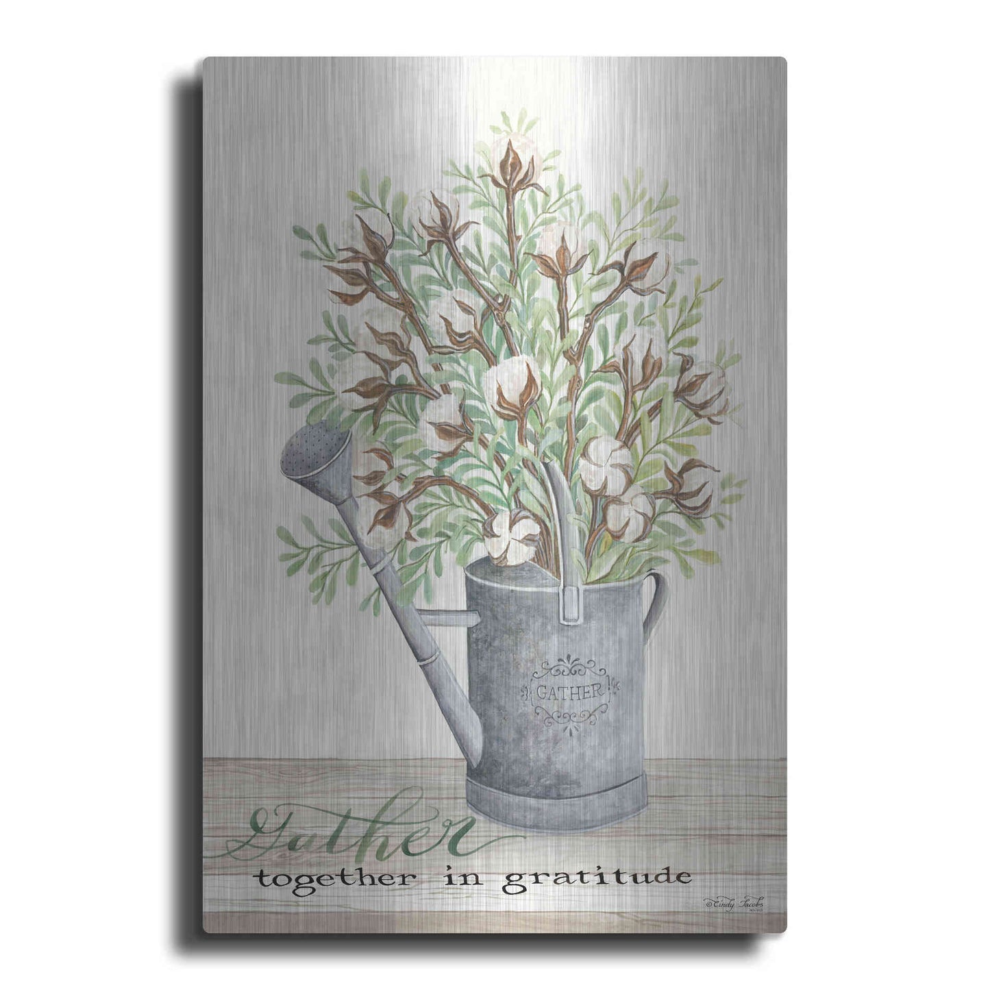 Luxe Metal Art 'Gather Together Cotton Bouquet' by Cindy Jacobs, Metal Wall Art