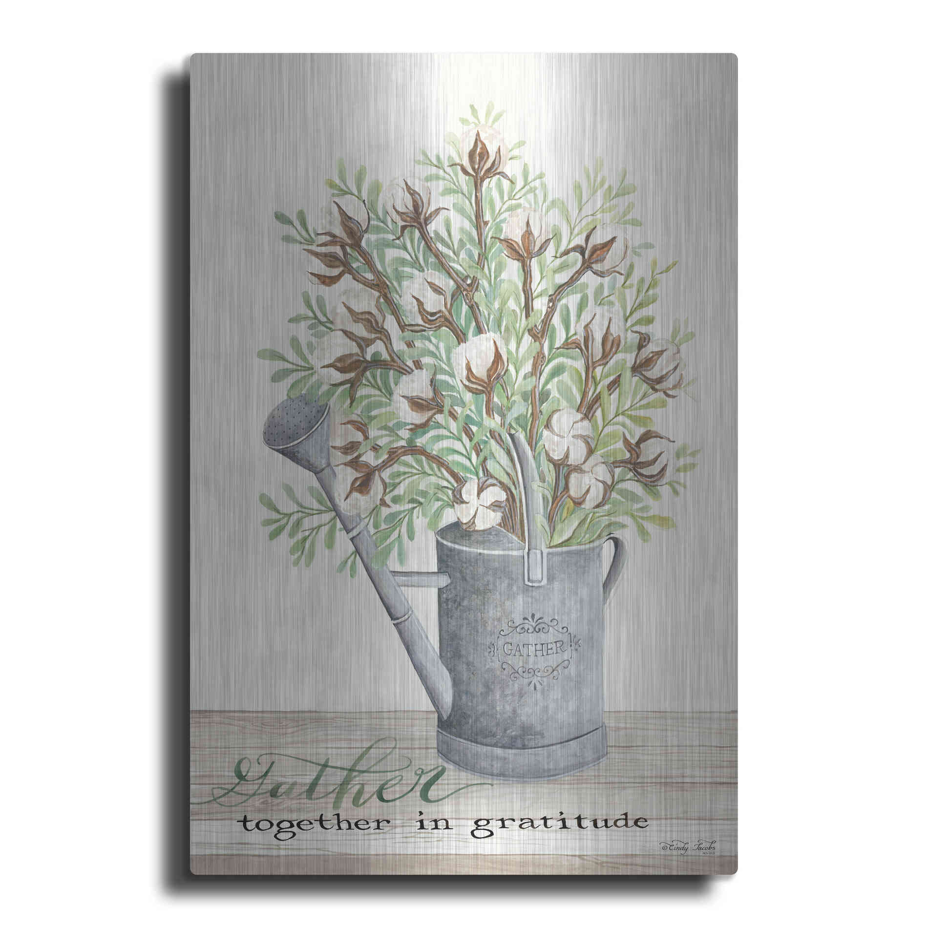 Luxe Metal Art 'Gather Together Cotton Bouquet' by Cindy Jacobs, Metal Wall Art