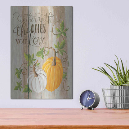 Luxe Metal Art 'Gather Pumpkins' by Cindy Jacobs, Metal Wall Art,12x16