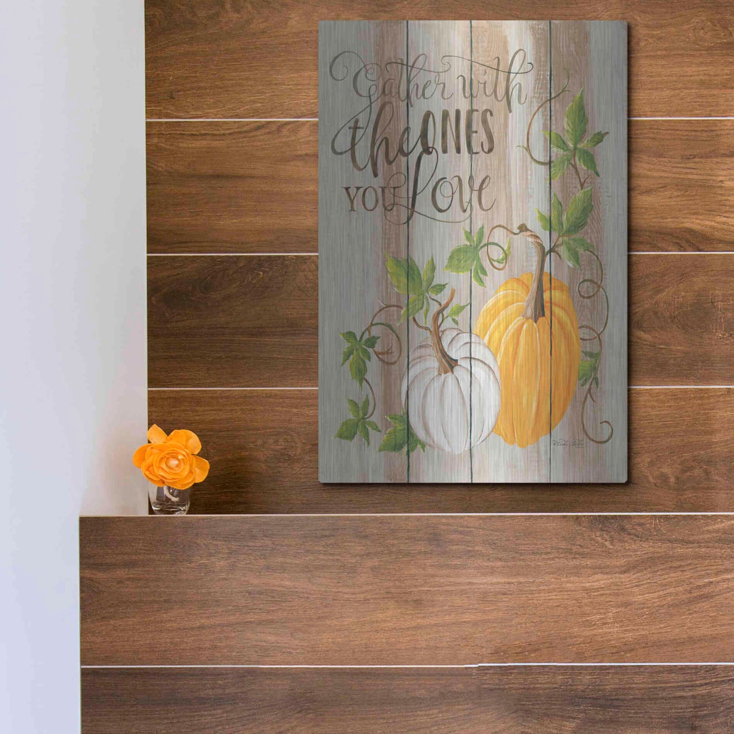 Luxe Metal Art 'Gather Pumpkins' by Cindy Jacobs, Metal Wall Art,12x16