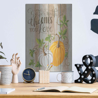 Luxe Metal Art 'Gather Pumpkins' by Cindy Jacobs, Metal Wall Art,12x16