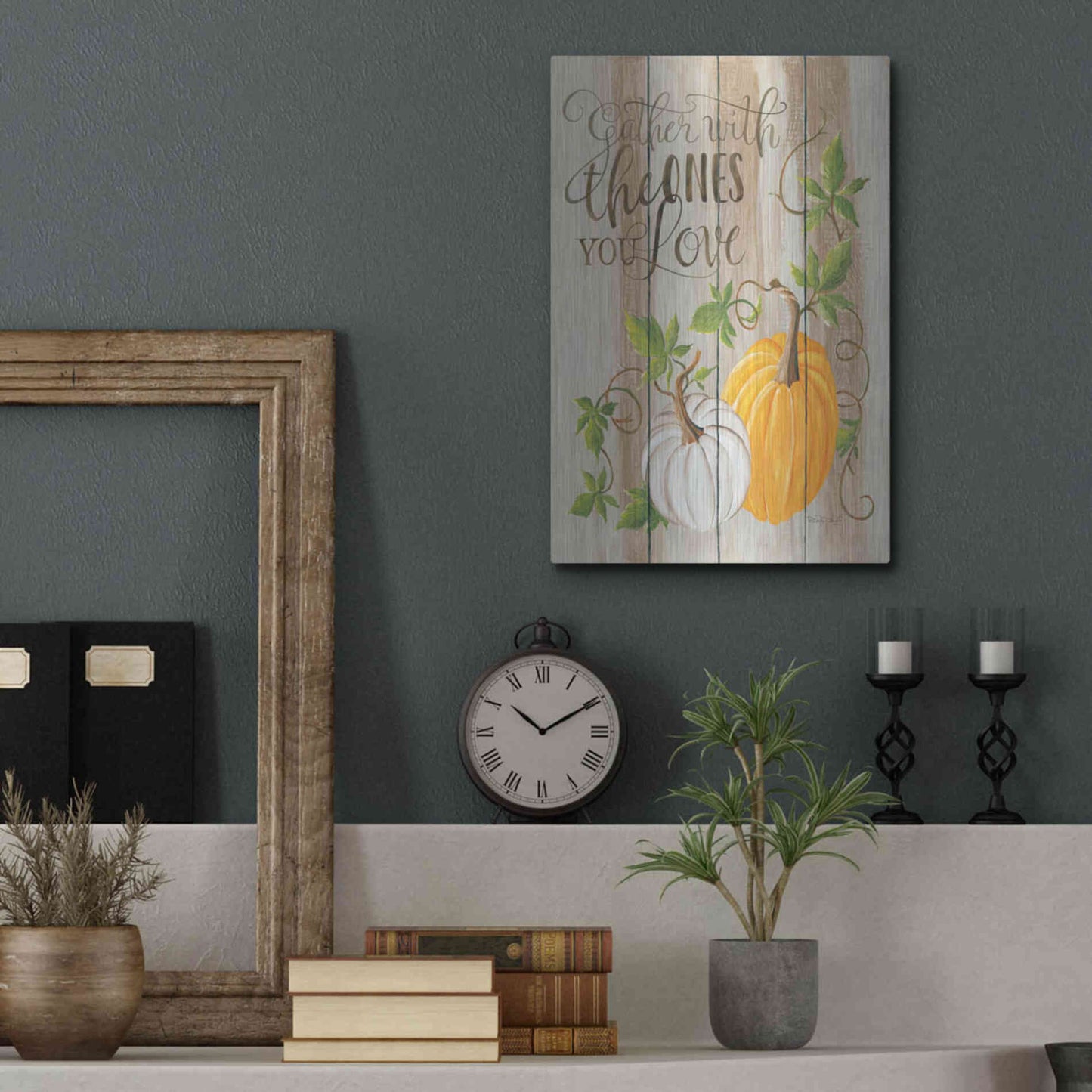 Luxe Metal Art 'Gather Pumpkins' by Cindy Jacobs, Metal Wall Art,12x16