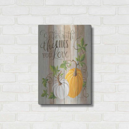 Luxe Metal Art 'Gather Pumpkins' by Cindy Jacobs, Metal Wall Art,16x24