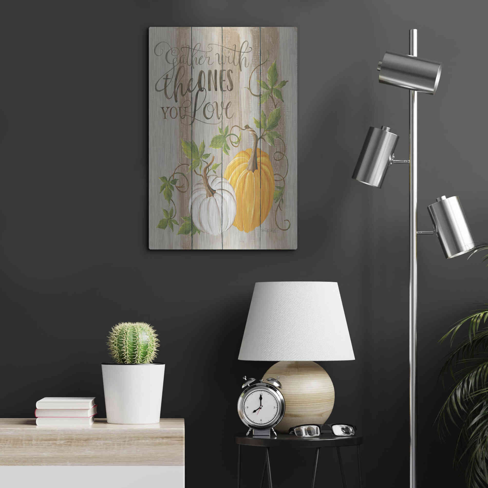 Luxe Metal Art 'Gather Pumpkins' by Cindy Jacobs, Metal Wall Art,16x24