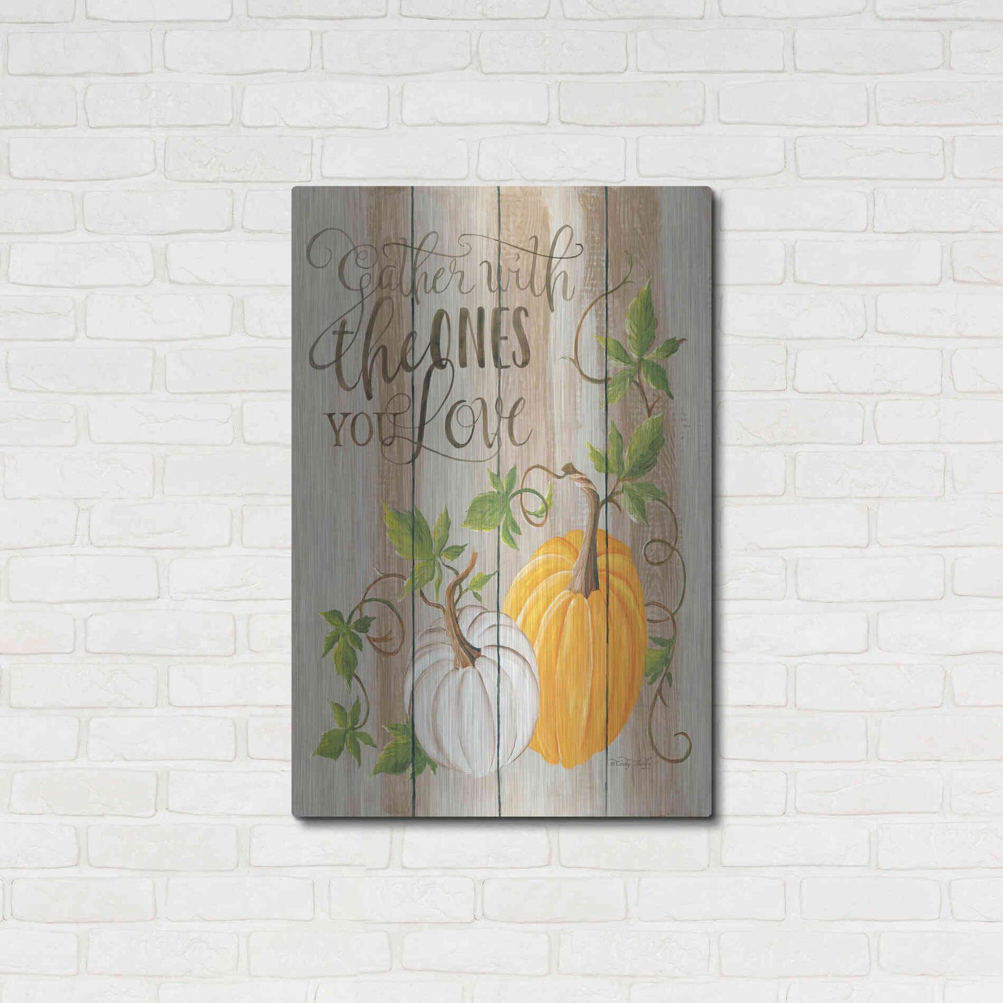 Luxe Metal Art 'Gather Pumpkins' by Cindy Jacobs, Metal Wall Art,24x36