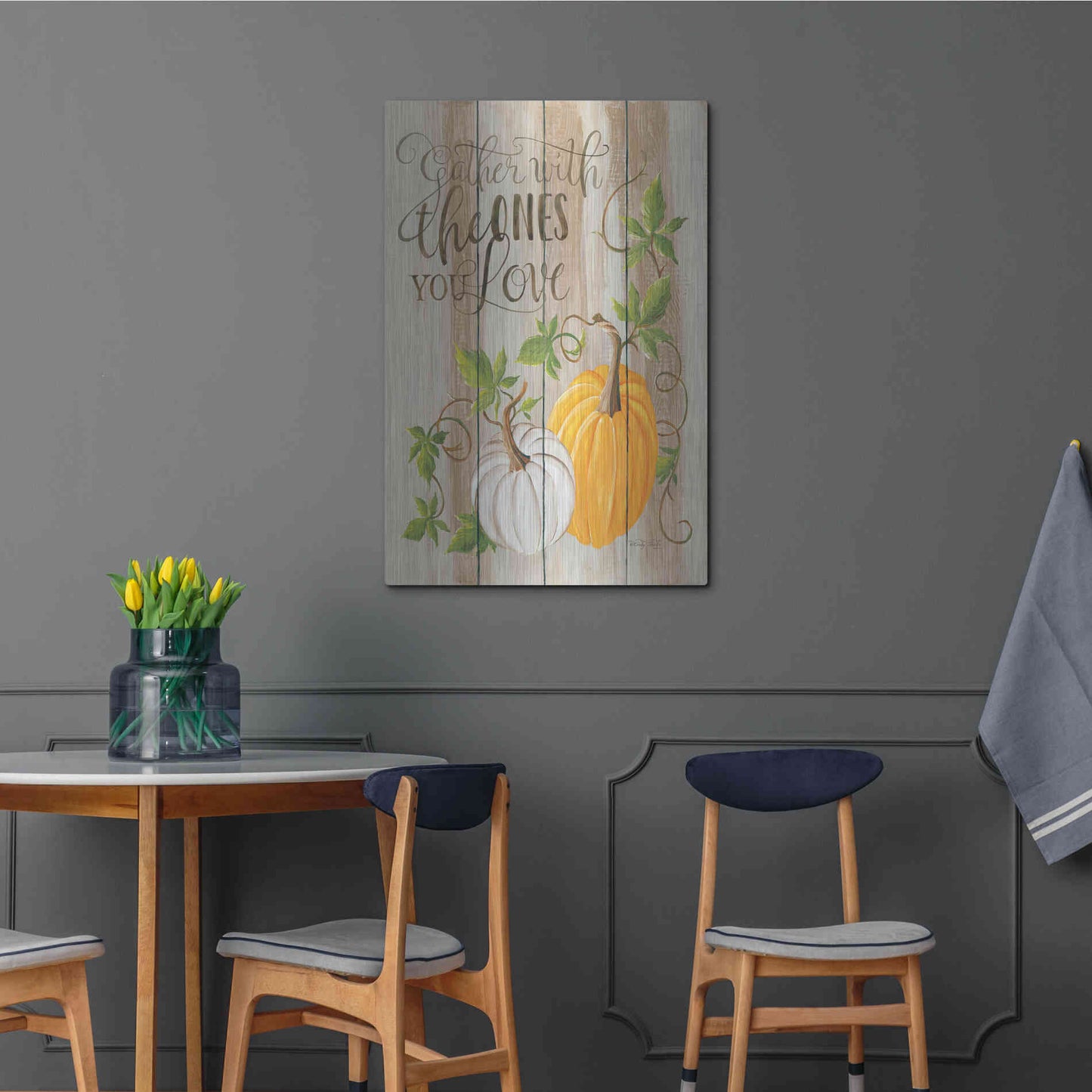 Luxe Metal Art 'Gather Pumpkins' by Cindy Jacobs, Metal Wall Art,24x36