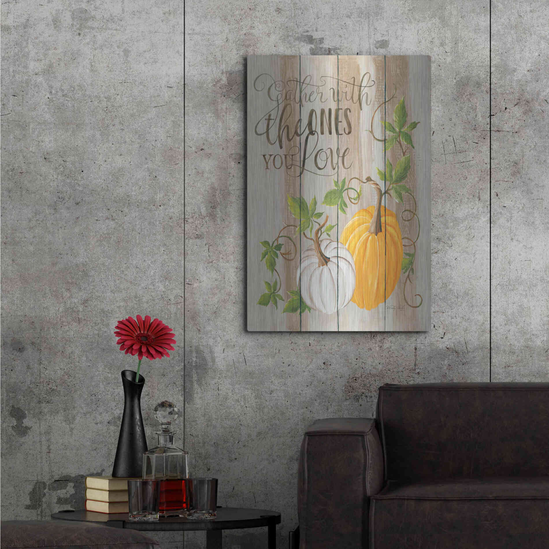 Luxe Metal Art 'Gather Pumpkins' by Cindy Jacobs, Metal Wall Art,24x36