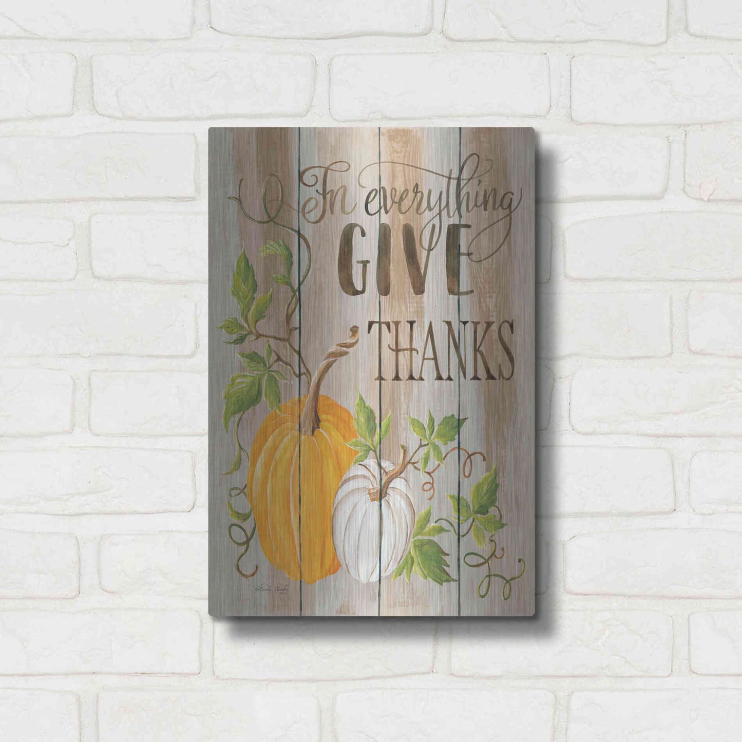 Luxe Metal Art 'For Everything Give Thanks' by Cindy Jacobs, Metal Wall Art,12x16