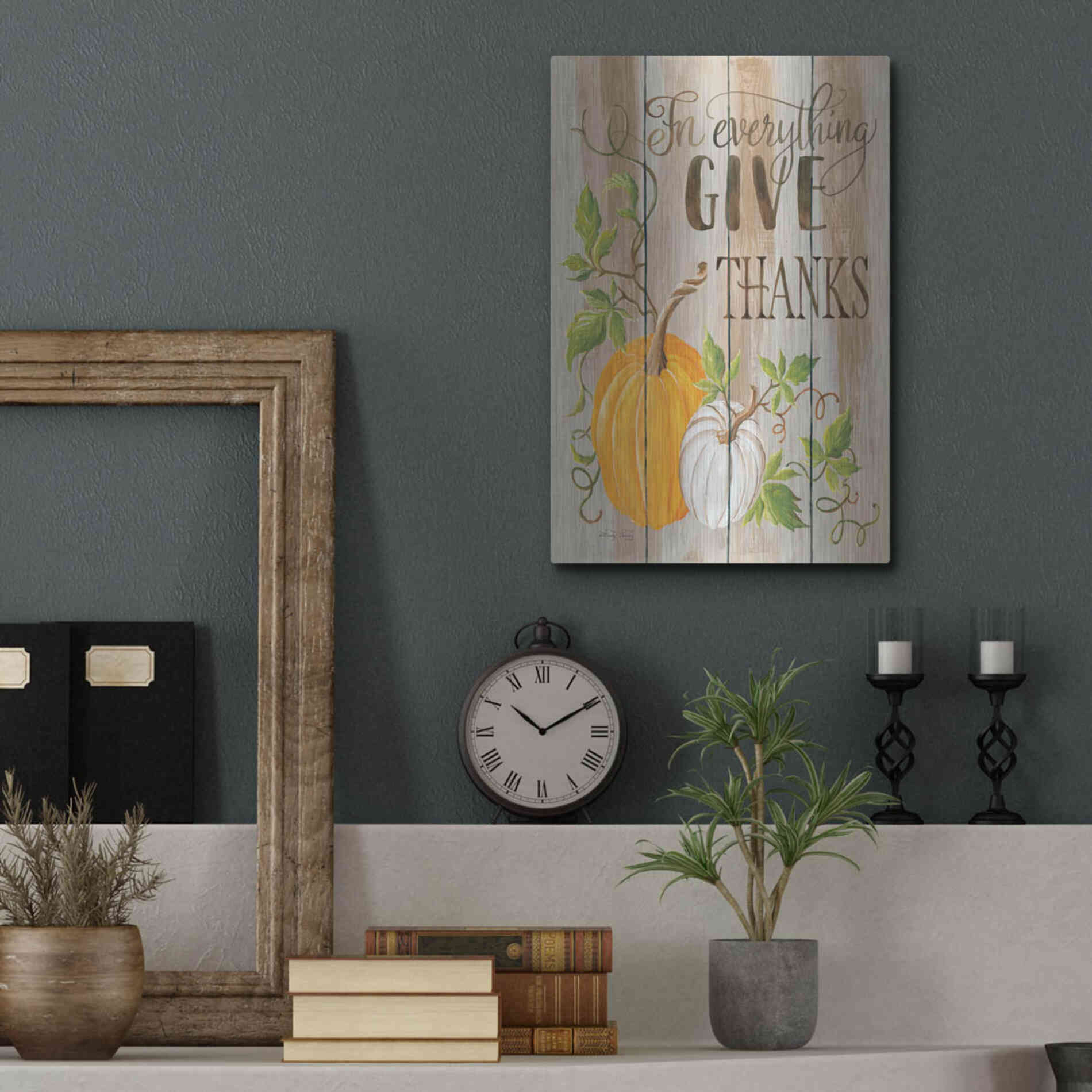 Luxe Metal Art 'For Everything Give Thanks' by Cindy Jacobs, Metal Wall Art,12x16