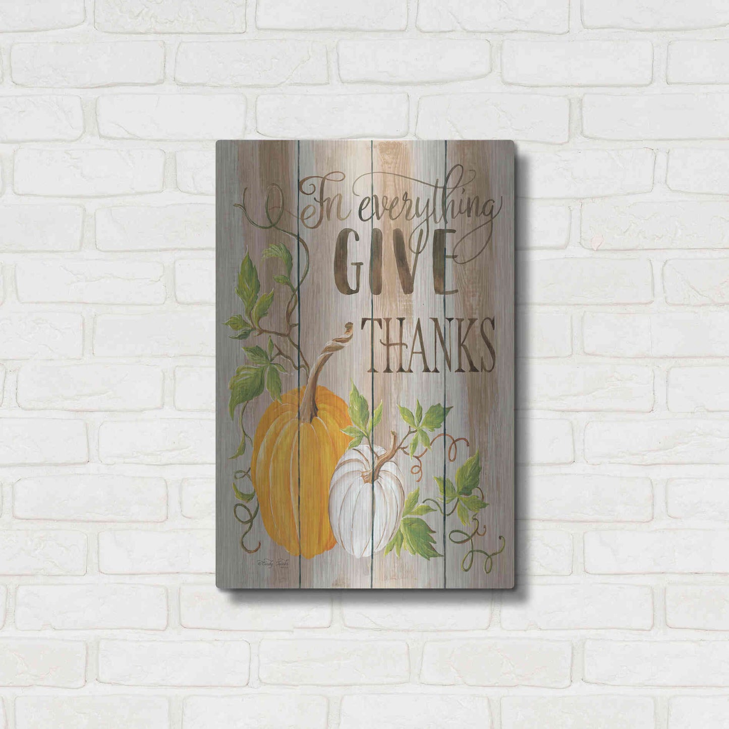 Luxe Metal Art 'For Everything Give Thanks' by Cindy Jacobs, Metal Wall Art,16x24