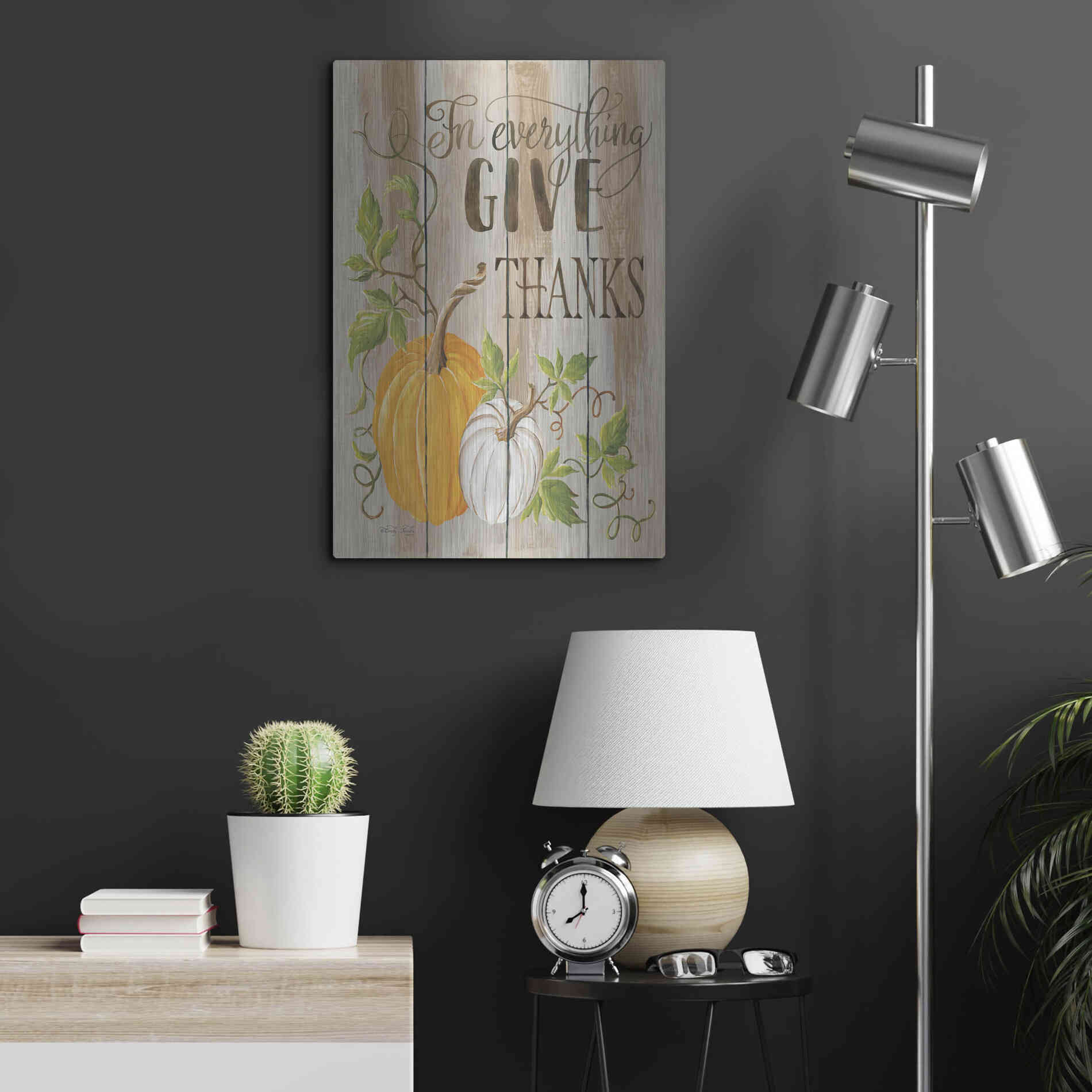 Luxe Metal Art 'For Everything Give Thanks' by Cindy Jacobs, Metal Wall Art,16x24