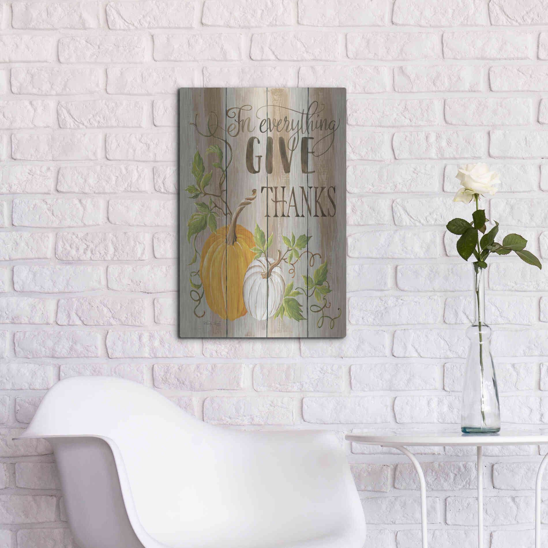 Luxe Metal Art 'For Everything Give Thanks' by Cindy Jacobs, Metal Wall Art,16x24