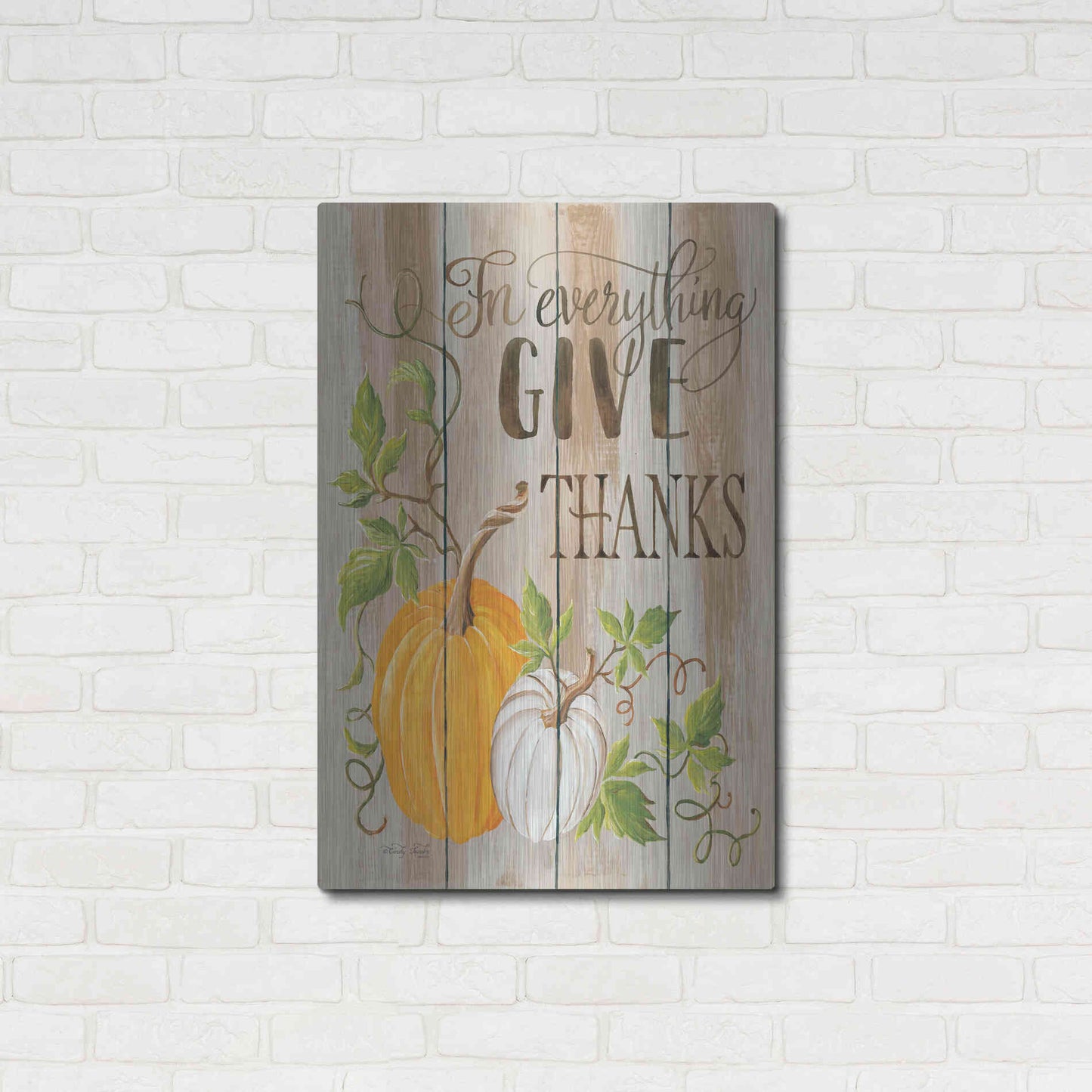 Luxe Metal Art 'For Everything Give Thanks' by Cindy Jacobs, Metal Wall Art,24x36