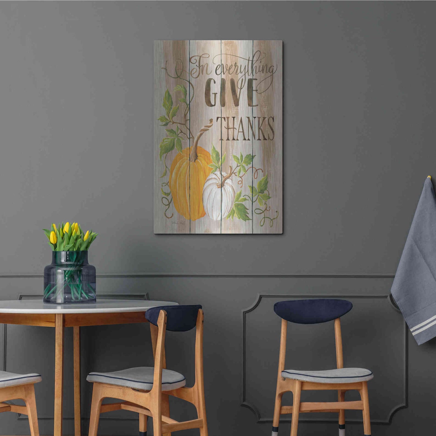 Luxe Metal Art 'For Everything Give Thanks' by Cindy Jacobs, Metal Wall Art,24x36