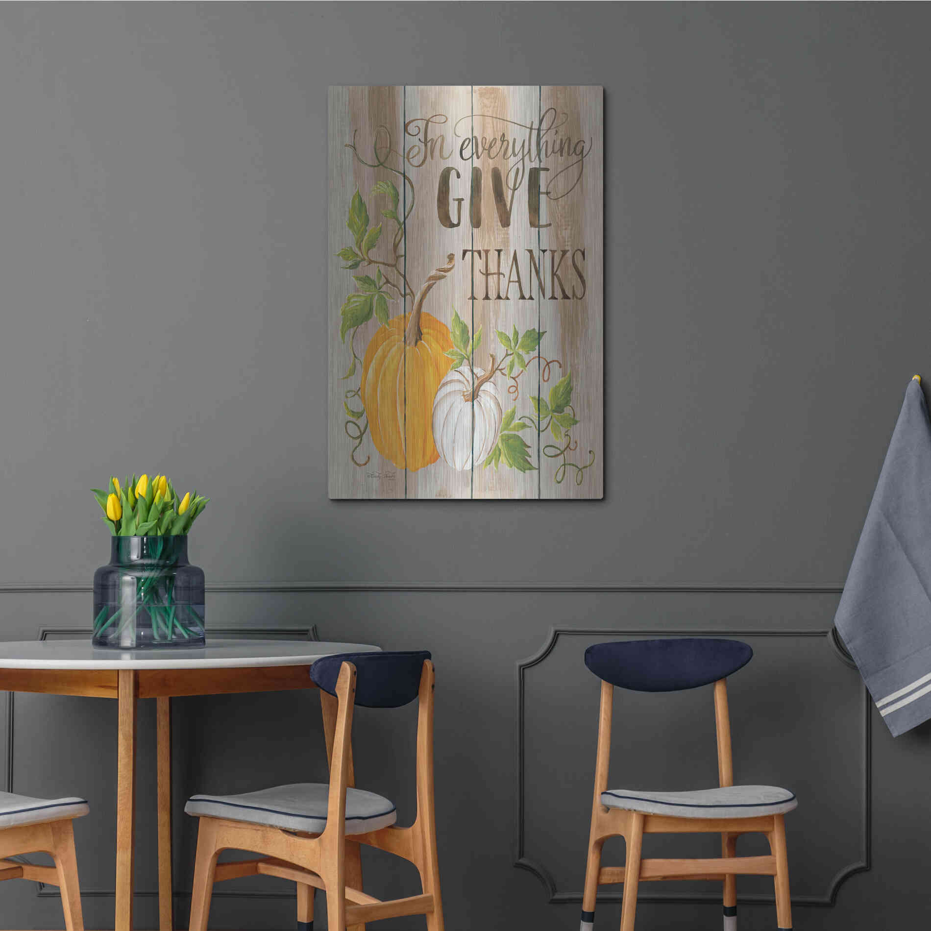 Luxe Metal Art 'For Everything Give Thanks' by Cindy Jacobs, Metal Wall Art,24x36
