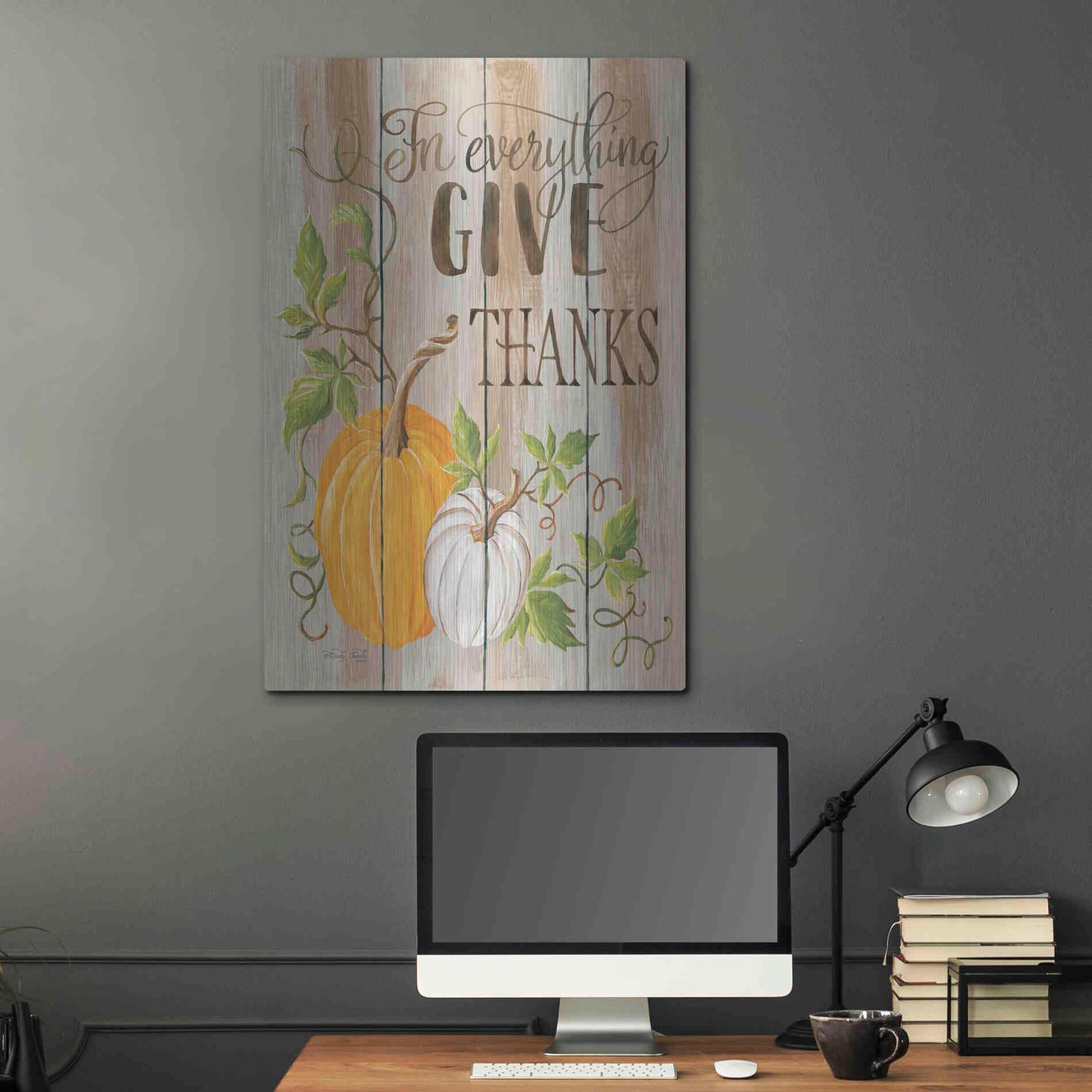 Luxe Metal Art 'For Everything Give Thanks' by Cindy Jacobs, Metal Wall Art,24x36