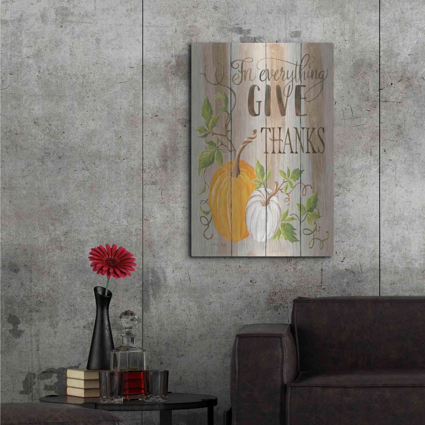 Luxe Metal Art 'For Everything Give Thanks' by Cindy Jacobs, Metal Wall Art,24x36