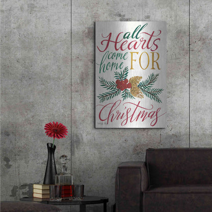 Luxe Metal Art 'All Hearts Come Home For Christmas' by Cindy Jacobs, Metal Wall Art,24x36