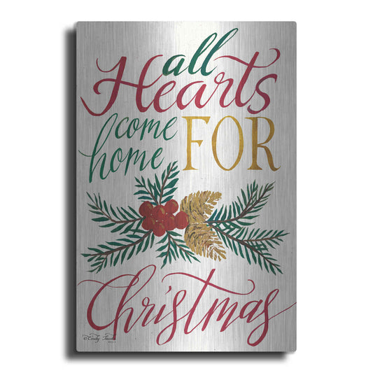Luxe Metal Art 'All Hearts Come Home For Christmas' by Cindy Jacobs, Metal Wall Art