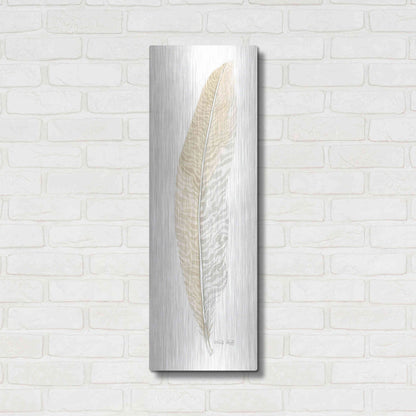 Luxe Metal Art 'Tonal Feather I' by Cindy Jacobs, Metal Wall Art,12x36