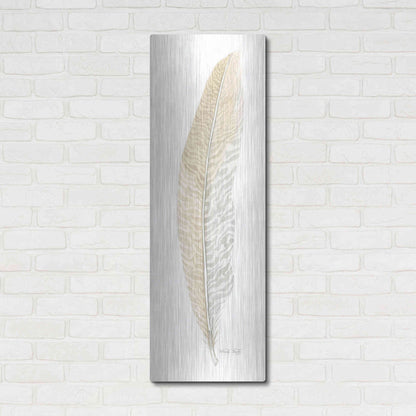 Luxe Metal Art 'Tonal Feather I' by Cindy Jacobs, Metal Wall Art,16x48