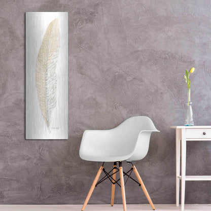 Luxe Metal Art 'Tonal Feather I' by Cindy Jacobs, Metal Wall Art,16x48