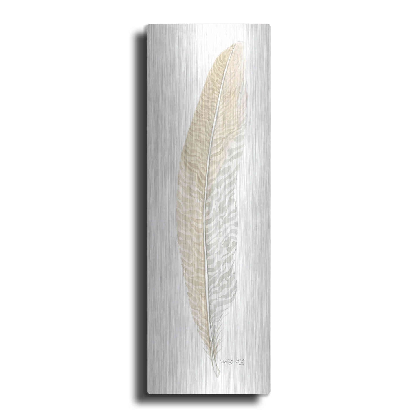 Luxe Metal Art 'Tonal Feather I' by Cindy Jacobs, Metal Wall Art