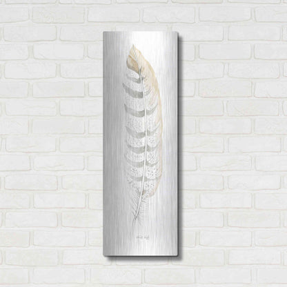 Luxe Metal Art 'Tonal Feather II' by Cindy Jacobs, Metal Wall Art,12x36
